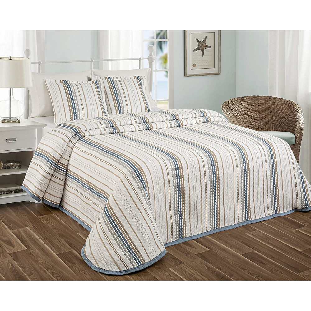 Colcha jacquard verano cubrecama entretiempo cama 135 cm azul