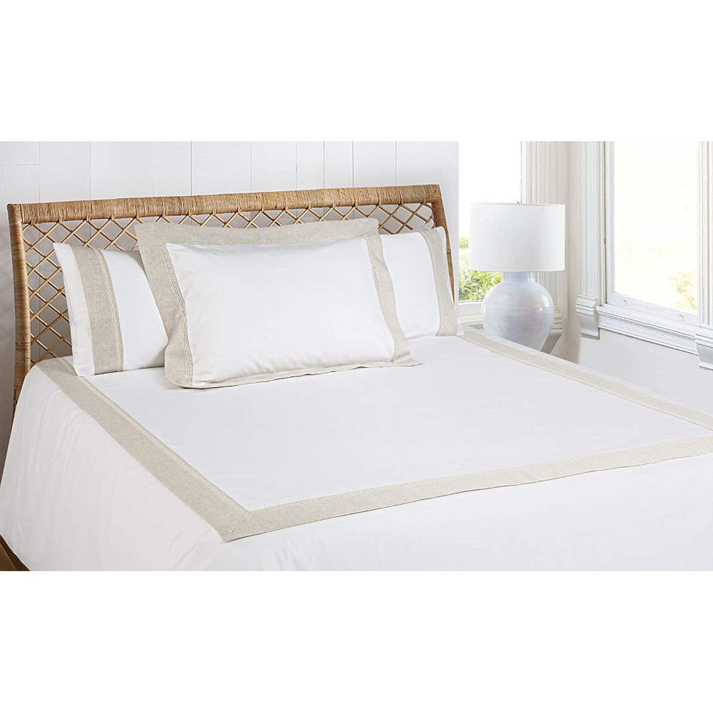 COTTON ARTean - Funda nórdica bordada CIBUR percal algodón blanco 240x220  cama 150